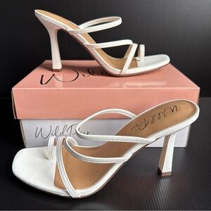 NIB Wild Pair White Square Toe Ankle Strap Stiletto High Heels Women’s Size 10